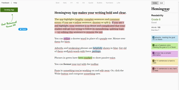 Hemingway App AI