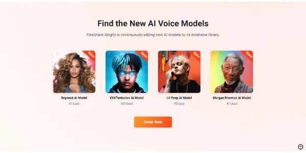 Screenshot FineShare Singify voice models