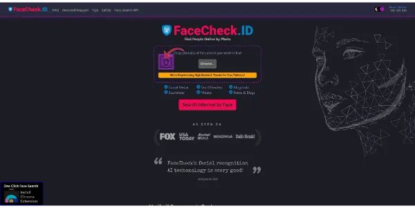 FaceCheck - Reverse Image Search - Face Recognition Search Engine