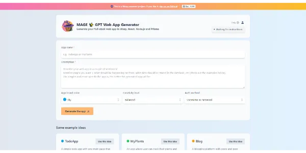MAGE GPT Web App Generator with AI