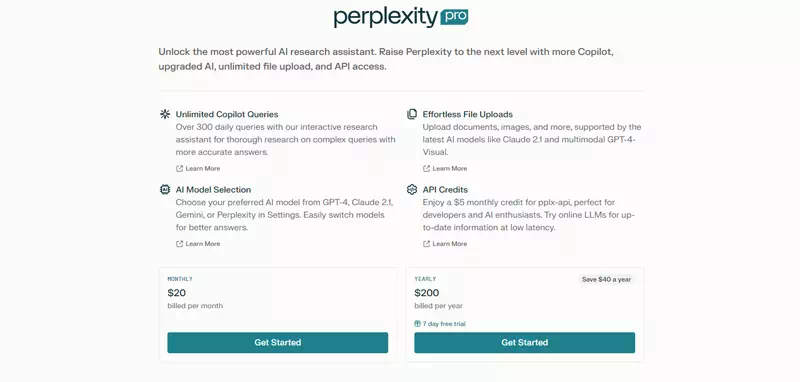 Prices offered by Perplexity.ai