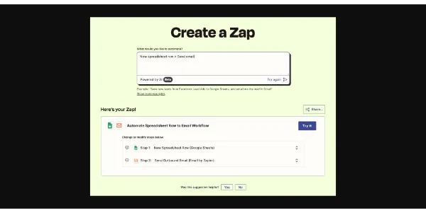 Create a Zap by Zapier AI