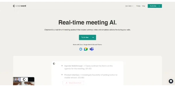 Clearword AI Real Time Meeting