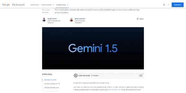 Gemini Pro 1.5 by Google