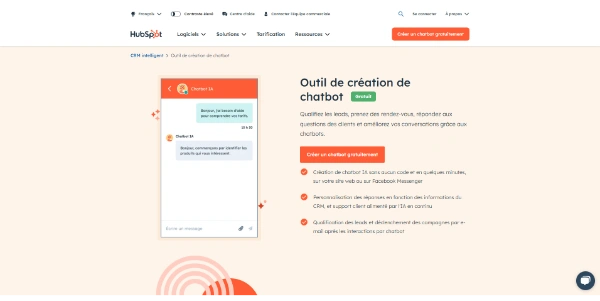 Chatbot IA Gratuit HubSpot