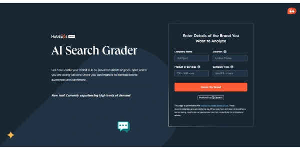 AI Search Grader HubSpot SEO & Marketing Tools
