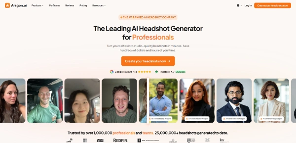 Aragon Professional AI headshot generator