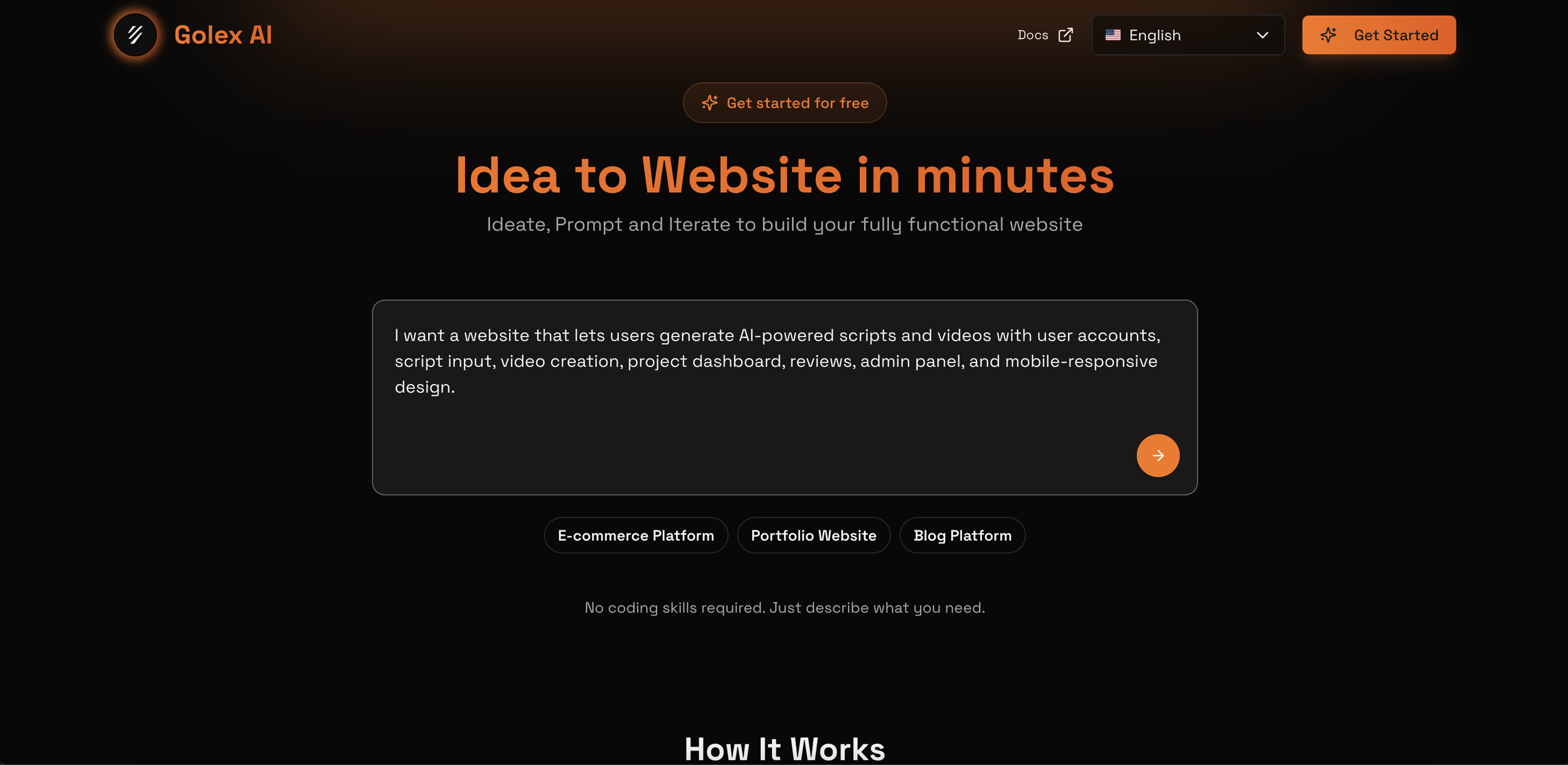 Golex AI no code low code developer tool