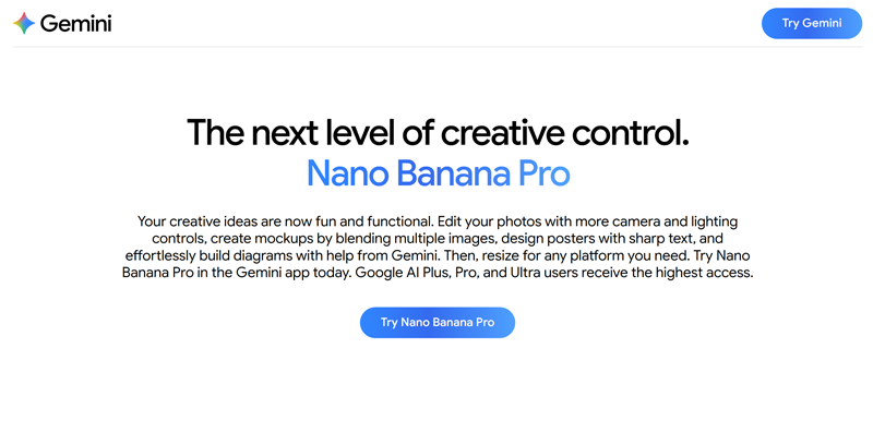 The official Gemini website to try the new Nano Banana Pro for free Official Gemini website to try Nano Banana Pro (free)