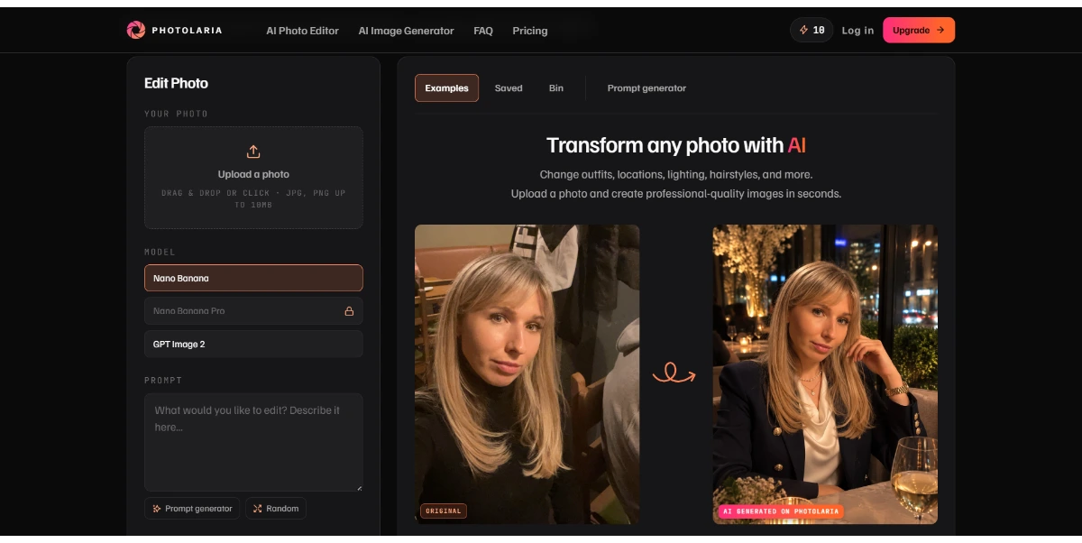 Photolaria AI Photo Editing