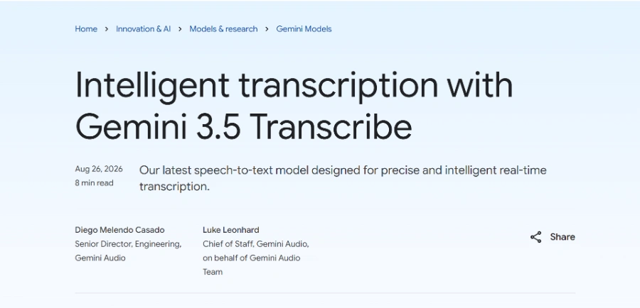 Gemini 3.5 Transcribe